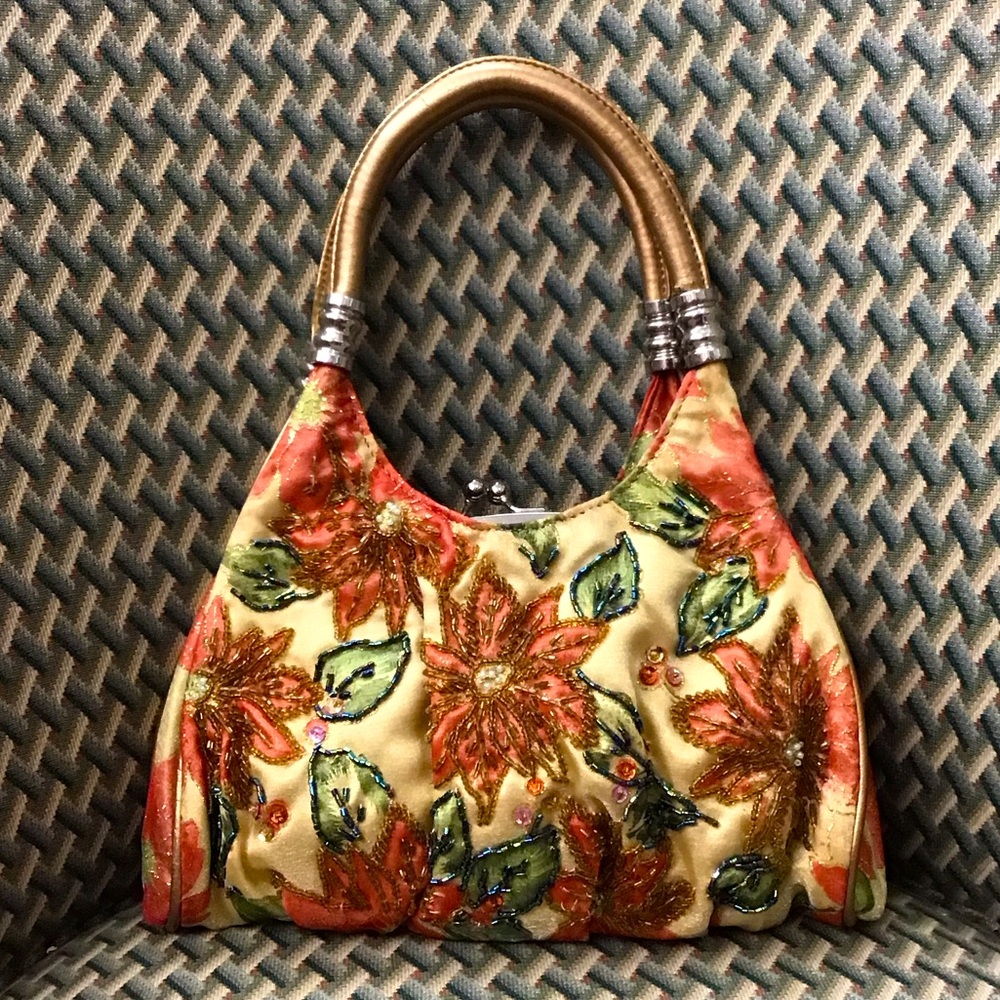 Max Mayor brand Floral Embroidered Handbag beaded design